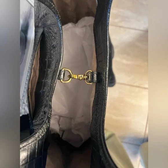 🐆🖤Vintage BRAHMIN Leopard print calf hair & Genuine Leather Shopper Tote Bag🐆EUC - Picture 9 of 17